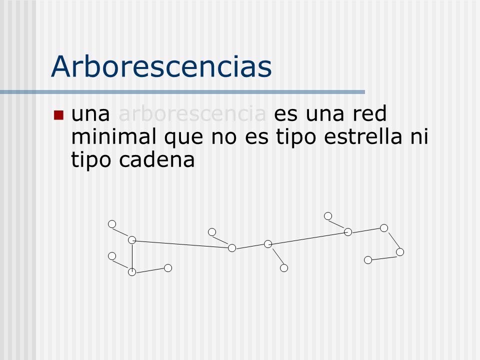 Arborescencias una arborescencia es una red minimal que no es tipo estrella ni tipo cadena