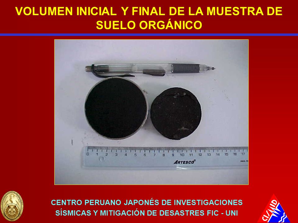 VOLUMEN INICIAL Y FINAL DE LA MUESTRA DE SUELO ORGÁNICO