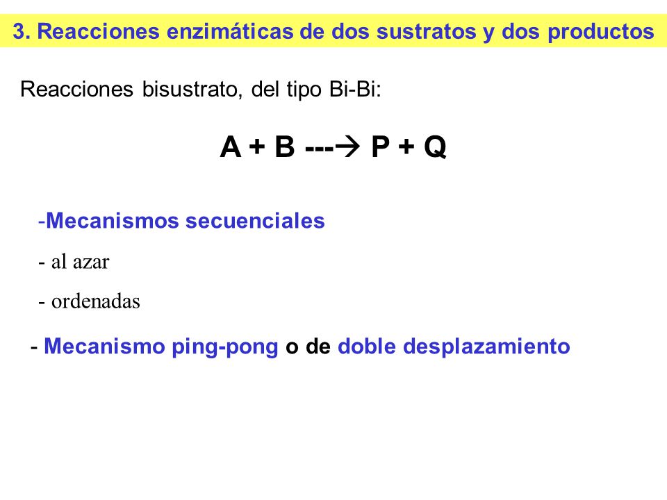 3. Reacciones enzimáticas de dos sustratos y dos productos