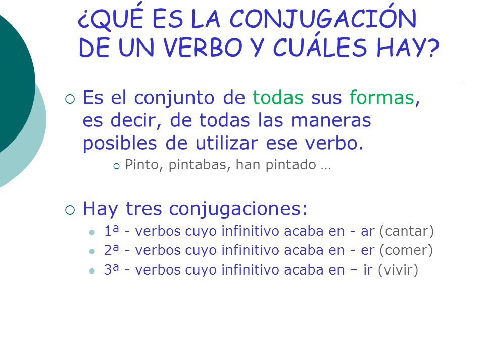 ¿QUÉ ES LA CONJUGACIÓN DE UN VERBO Y CUÁLES HAY