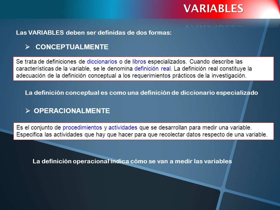 VARIABLES CONCEPTUALMENTE OPERACIONALMENTE