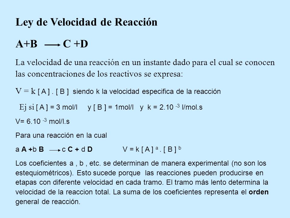 Ley de Velocidad de Reacción A+B C +D