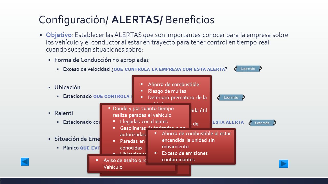 Configuración/ ALERTAS/ Beneficios