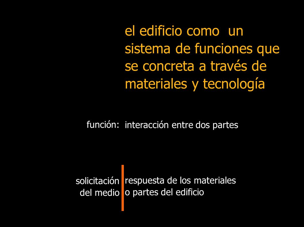 el edificio como un sistema de funciones que se concreta a través de materiales y tecnología