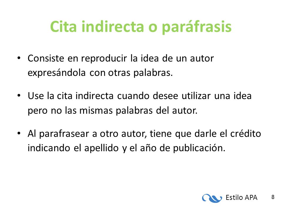 Cita indirecta o paráfrasis