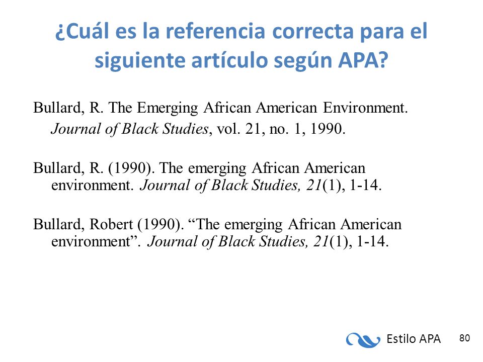 ¿Cuál es la referencia correcta para el siguiente artículo según APA