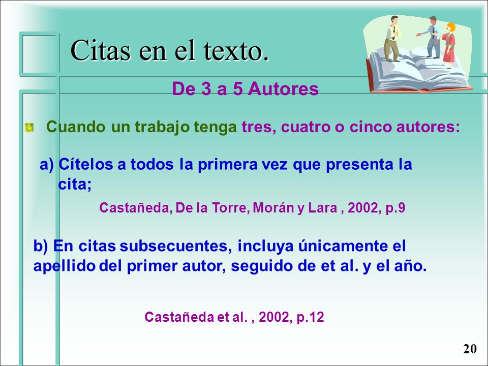 Citas en el texto. De 3 a 5 Autores