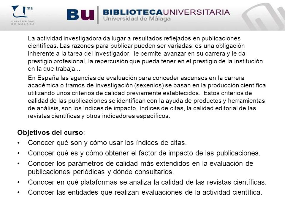 Conocer qué son y cómo usar los índices de citas.