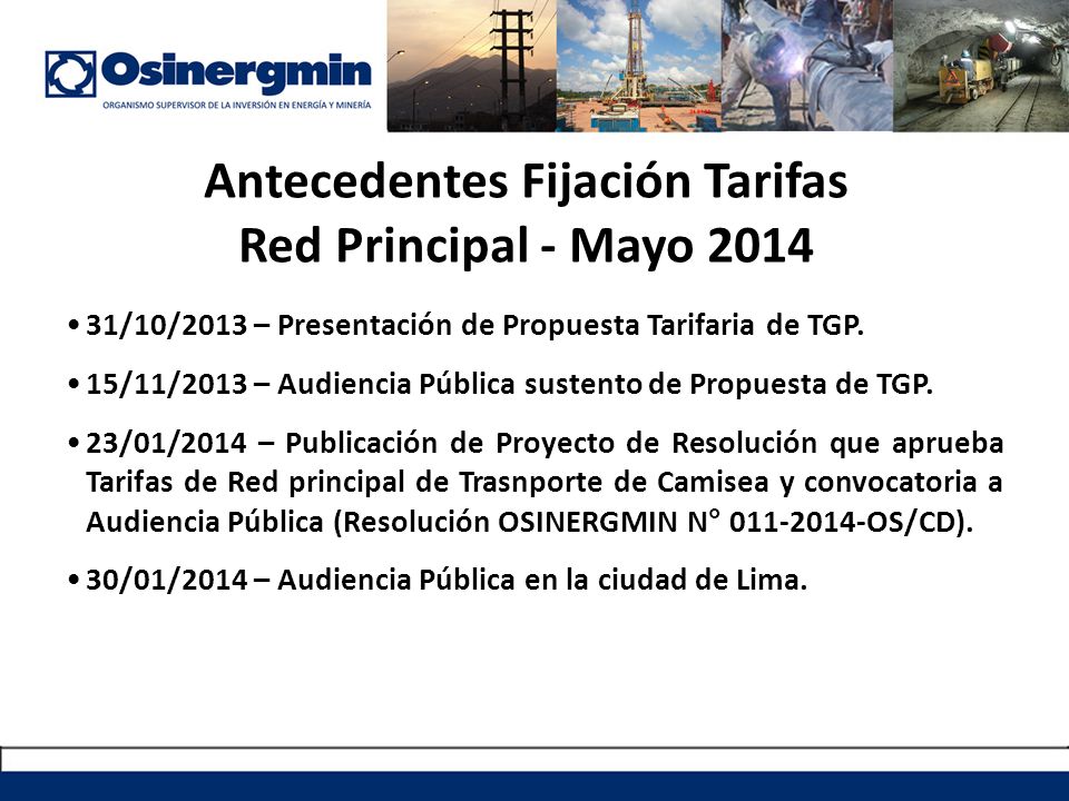 Antecedentes Fijación Tarifas