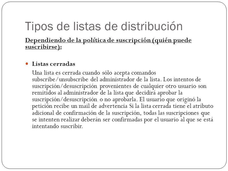 Tipos de listas de distribución
