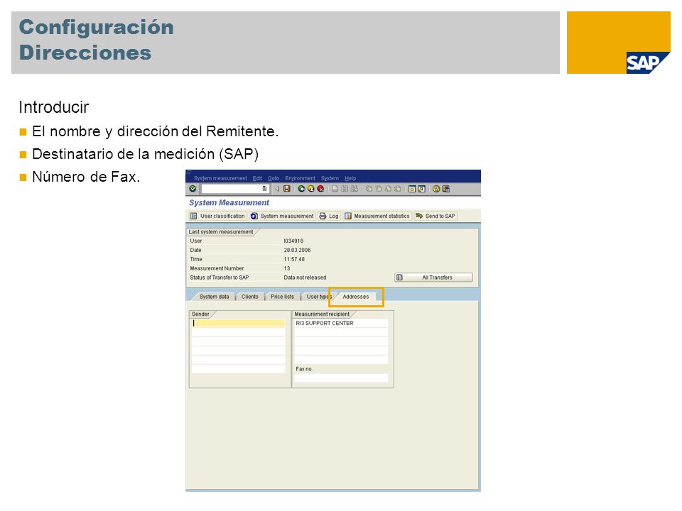 Configuración Direcciones