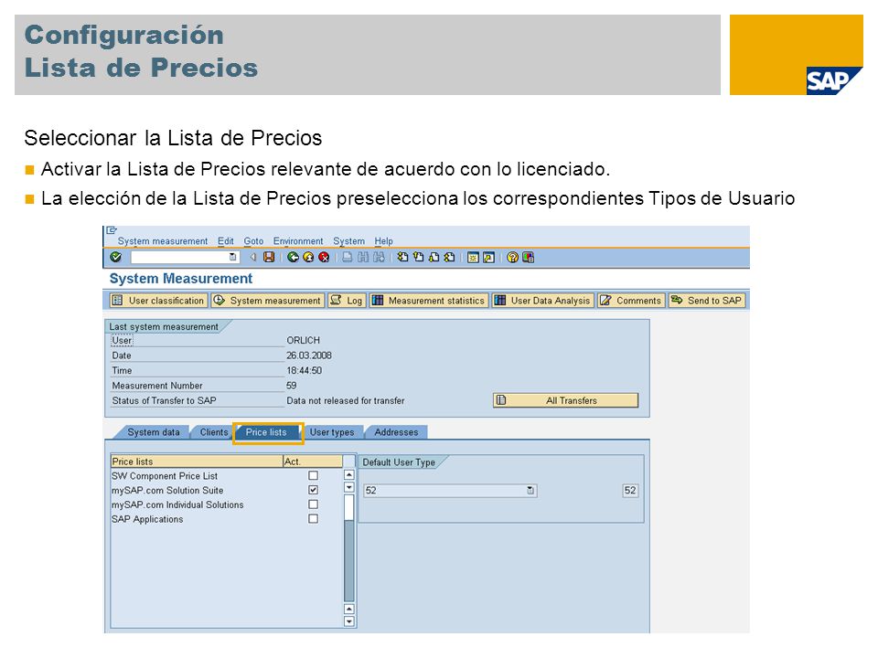 Configuración Lista de Precios