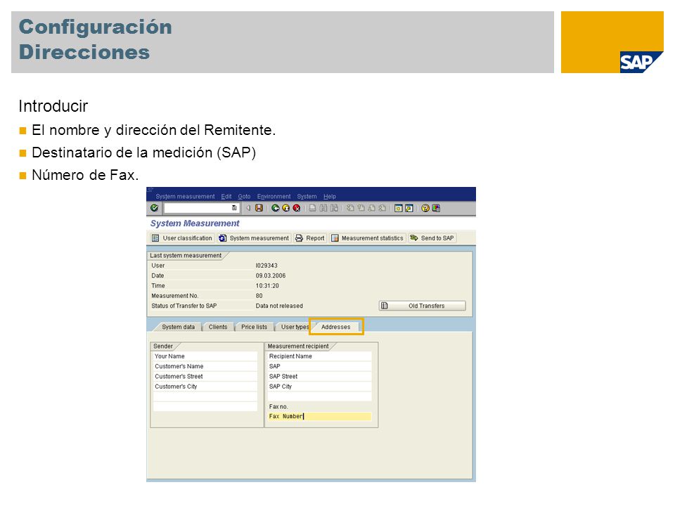 Configuración Direcciones