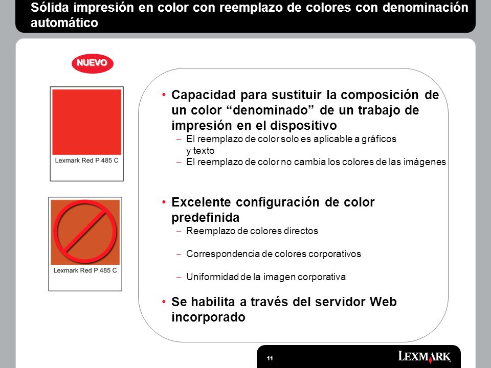Excelente configuración de color predefinida