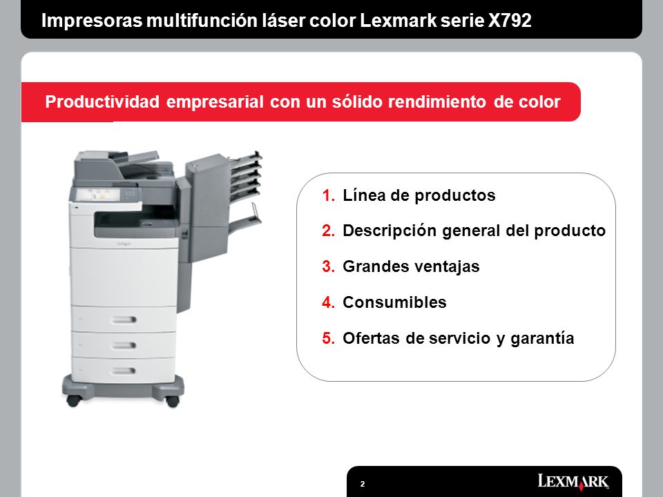 Impresoras multifunción láser color Lexmark serie X792