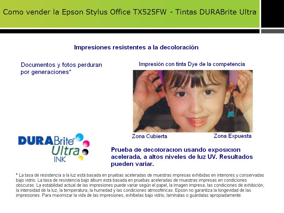Como vender la Epson Stylus Office TX525FW - Tintas DURABrite Ultra