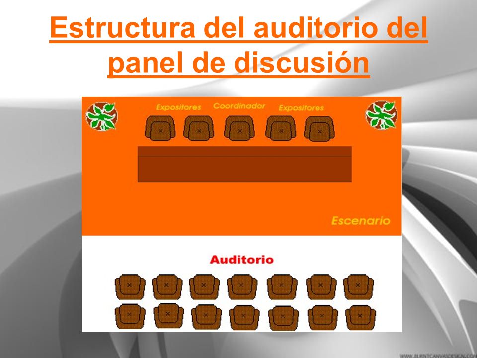 Estructura del auditorio del panel de discusión