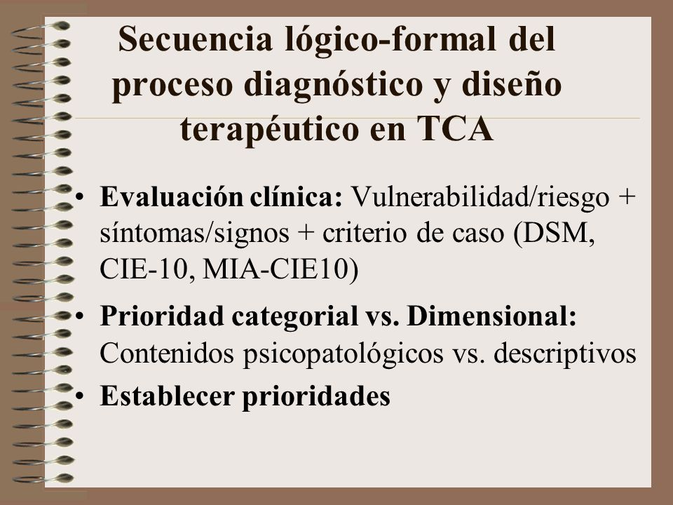 Secuencia lógico-formal del proceso diagnóstico y diseño terapéutico en TCA