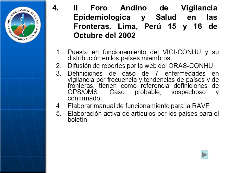 II Foro Andino de Vigilancia Epidemiologica y Salud en las Fronteras