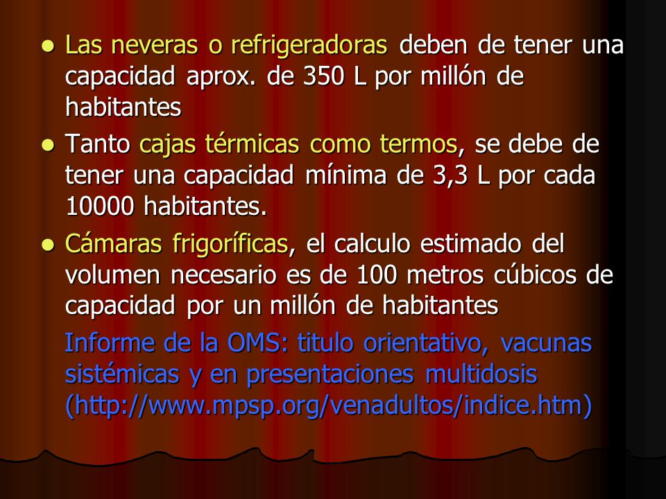 Las neveras o refrigeradoras deben de tener una capacidad aprox