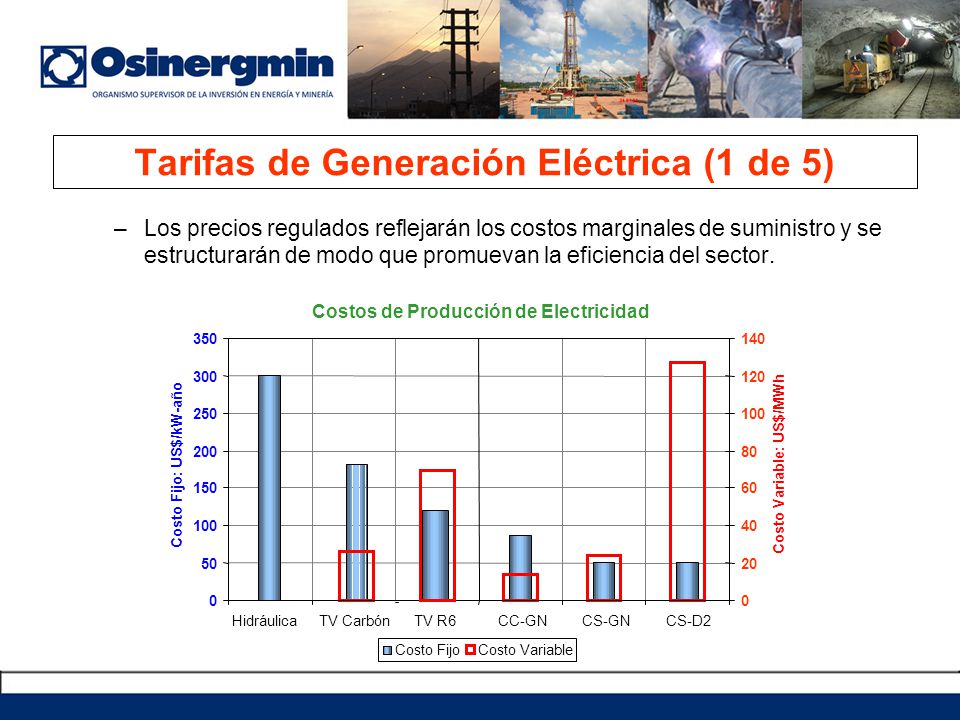 Tarifas de Generación Eléctrica (1 de 5)