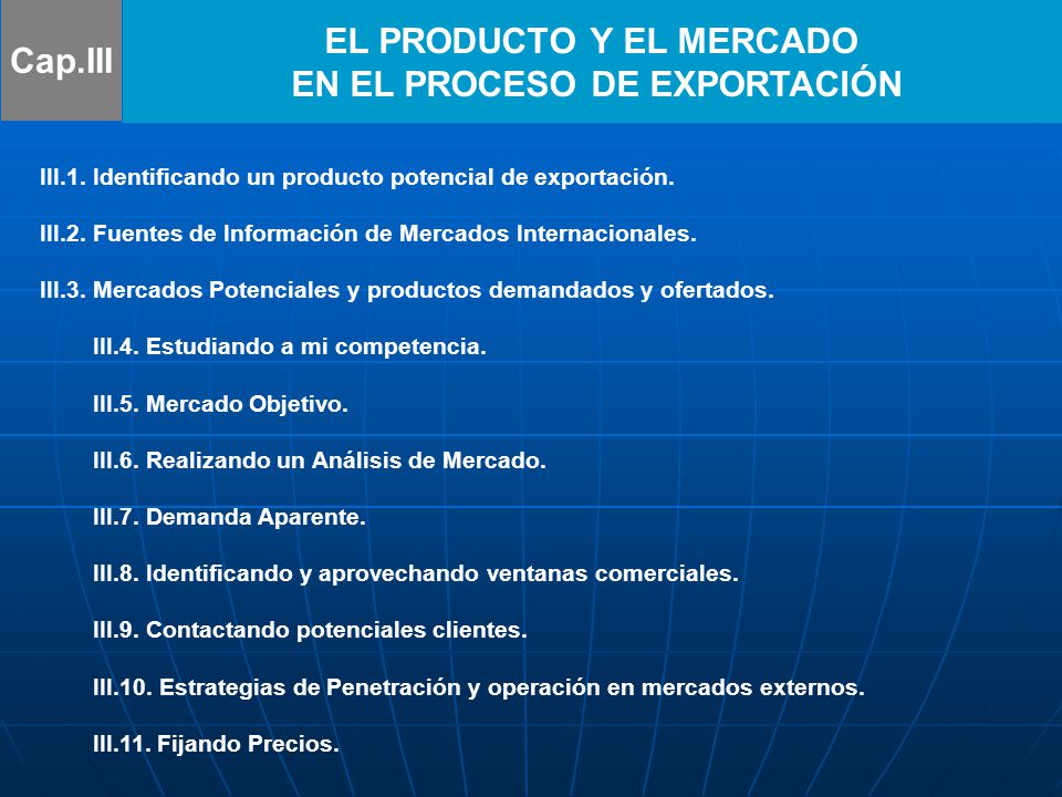 EL PRODUCTO Y EL MERCADO EN EL PROCESO DE EXPORTACIÓN