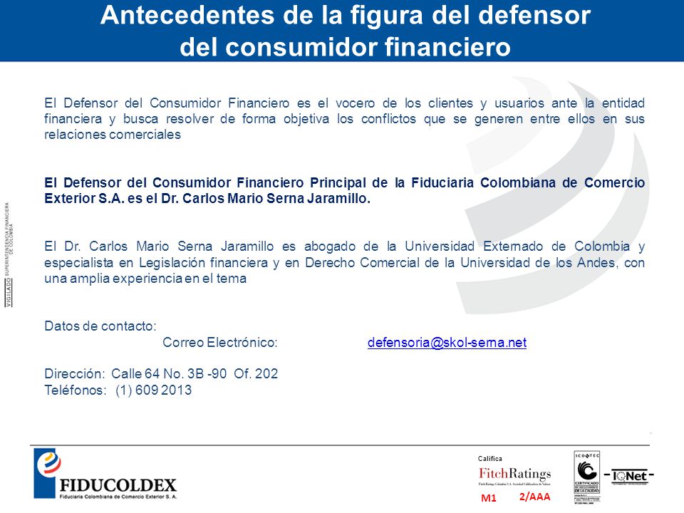 Antecedentes de la figura del defensor del consumidor financiero