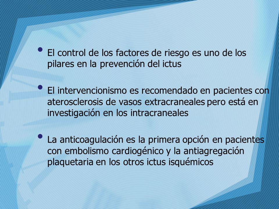 El control de los factores de riesgo es uno de los pilares en la prevención del ictus