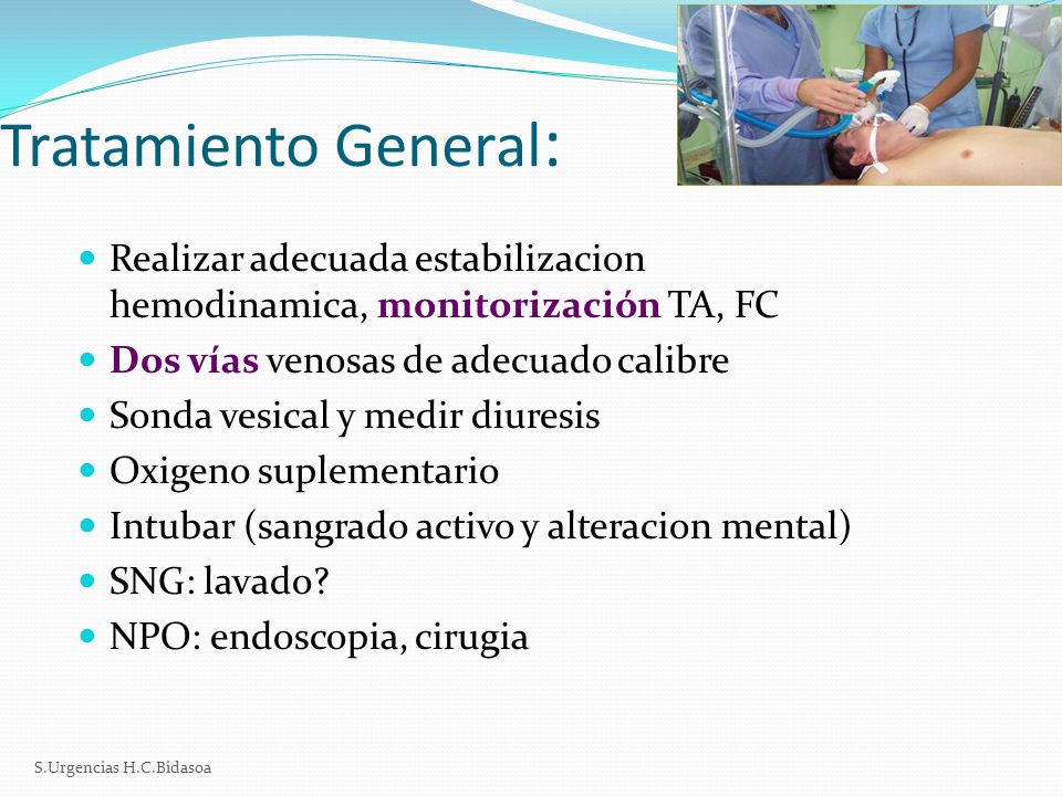 17 Tratamiento General: Realizar adecuada estabilizacion hemodinamica, monitorización TA, FC. Dos vías venosas de adecuado calibre.