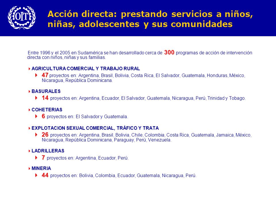 Acción directa: prestando servicios a niños, niñas, adolescentes y sus comunidades