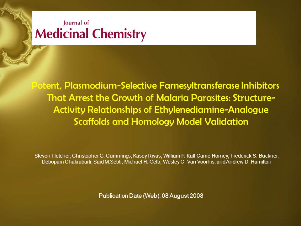 Potent, Plasmodium-Selective Farnesyltransferase Inhibitors That Arrest the Growth of Malaria Parasites: Structure-Activity Relationships of Ethylenediamine-Analogue Scaffolds and Homology Model Validation