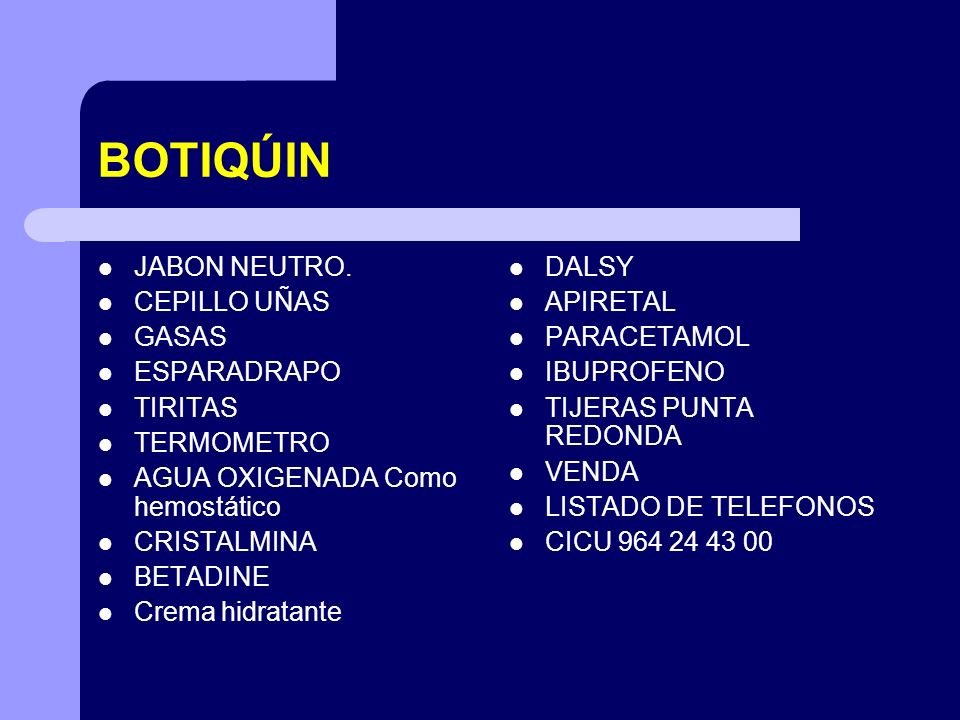 BOTIQÚIN JABON NEUTRO. CEPILLO UÑAS GASAS ESPARADRAPO TIRITAS