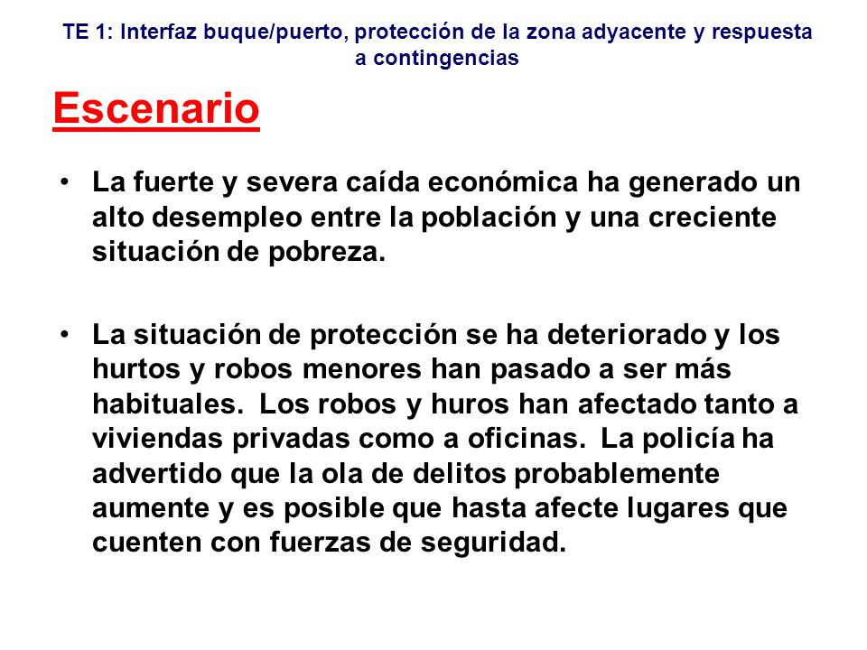 Escenario La fuerte y severa caída económica ha generado un alto desempleo entre la población y una creciente situación de pobreza.