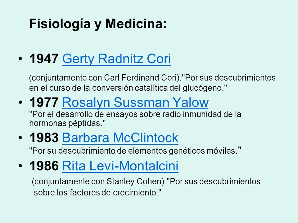 Fisiología y Medicina: 1947 Gerty Radnitz Cori