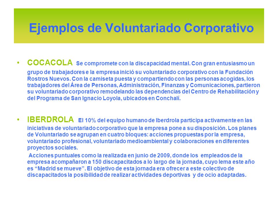 Ejemplos de Voluntariado Corporativo