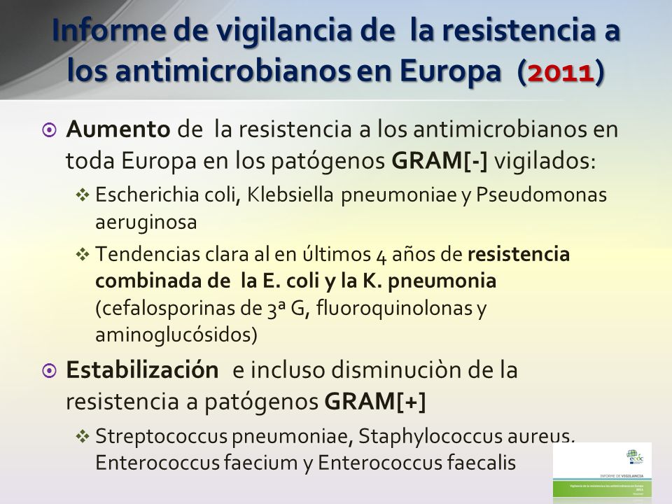 Informe de vigilancia de la resistencia a los antimicrobianos en Europa (2011)