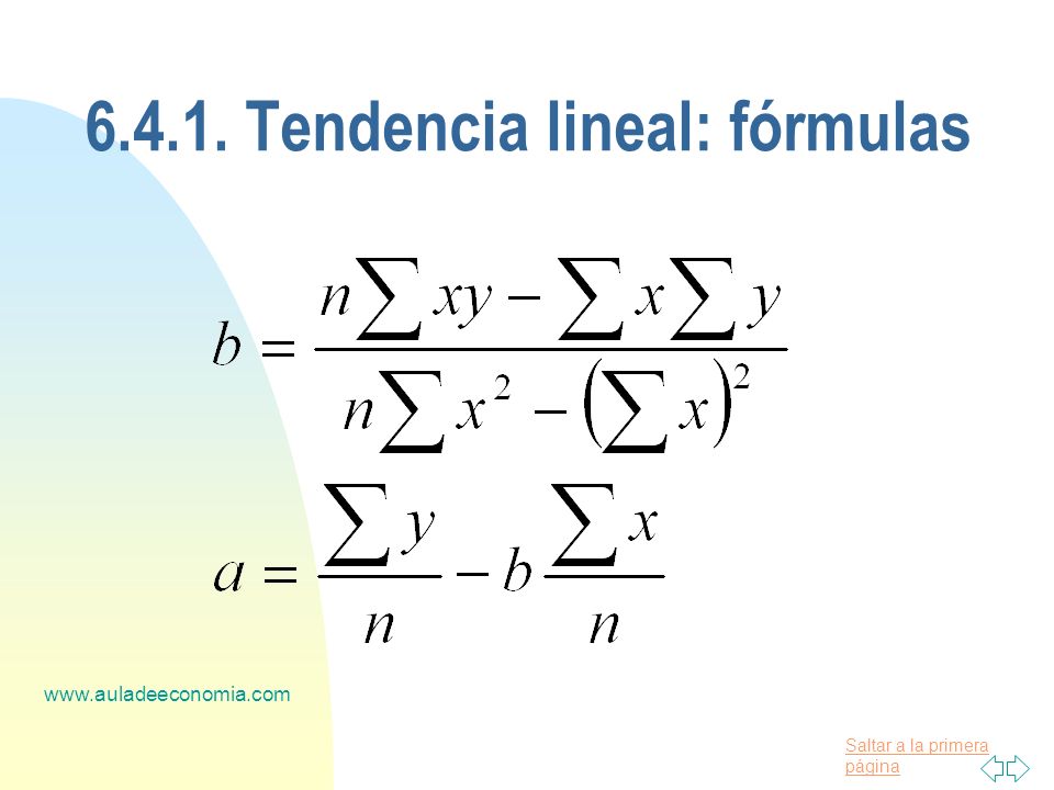 Tendencia lineal: fórmulas