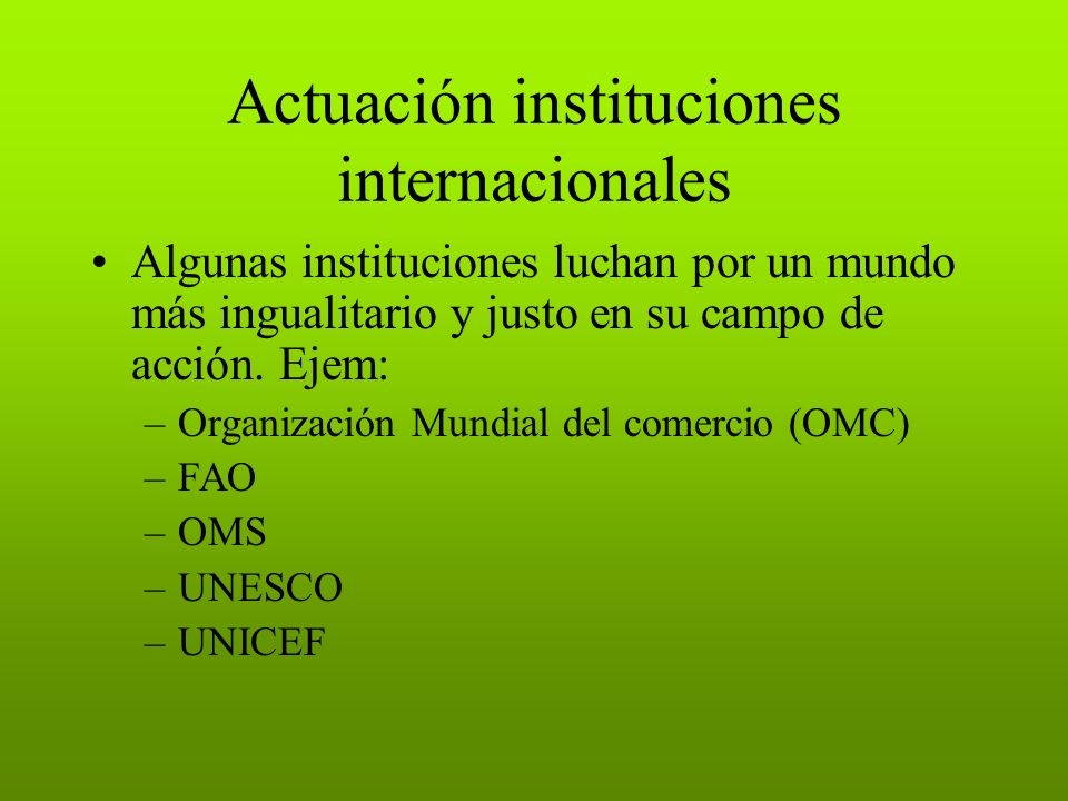 Actuación instituciones internacionales