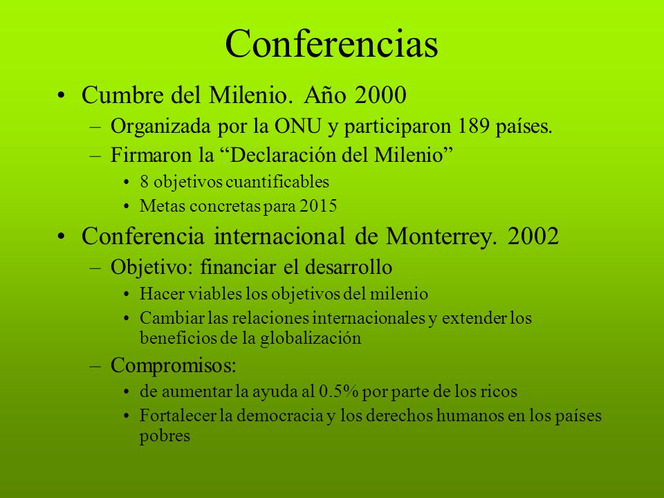 Conferencias Cumbre del Milenio. Año 2000