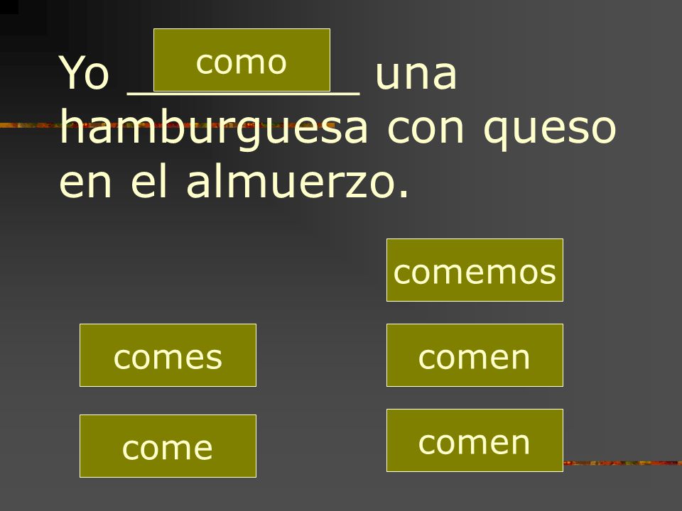 Yo ________ una hamburguesa con queso en el almuerzo.