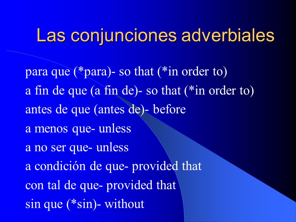 Las conjunciones adverbiales