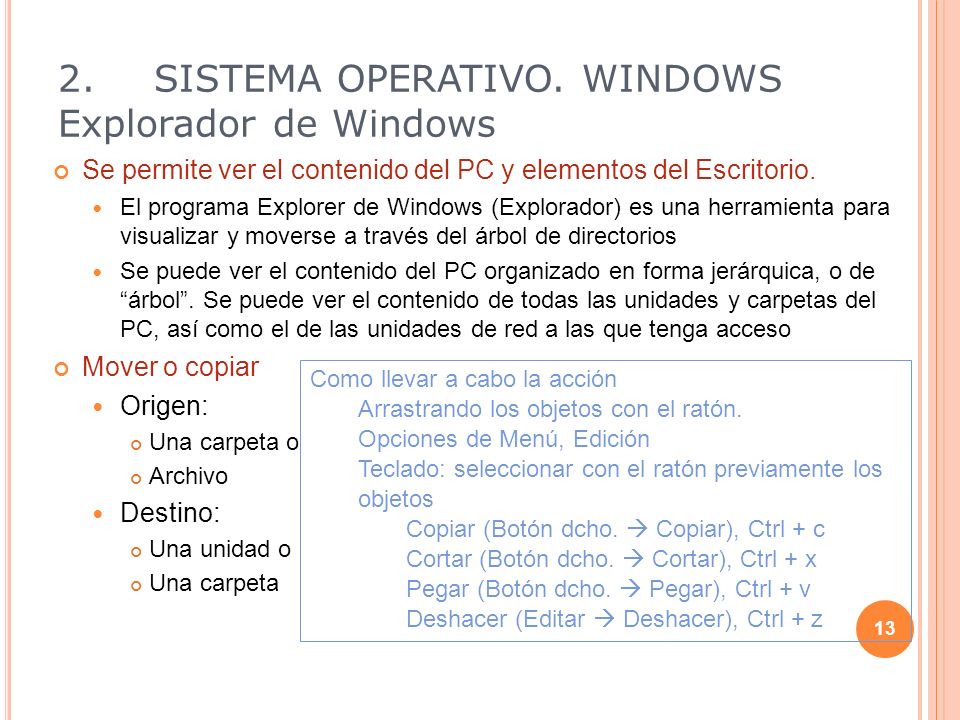 2. SISTEMA OPERATIVO. WINDOWS Explorador de Windows