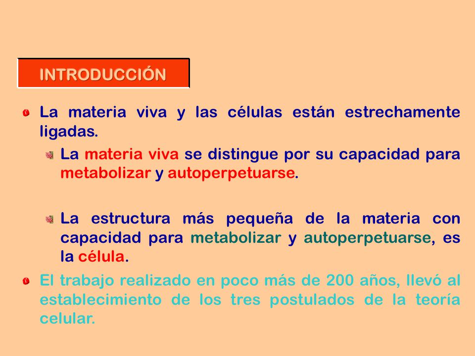 INTRODUCCIÓN La materia viva y las células están estrechamente ligadas.
