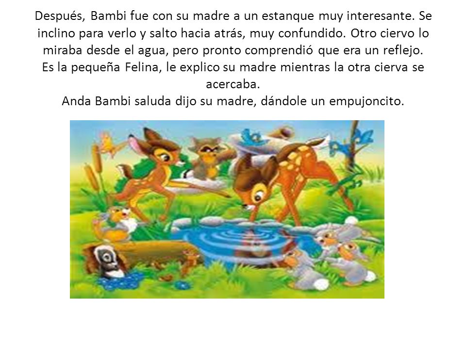 Después, Bambi fue con su madre a un estanque muy interesante