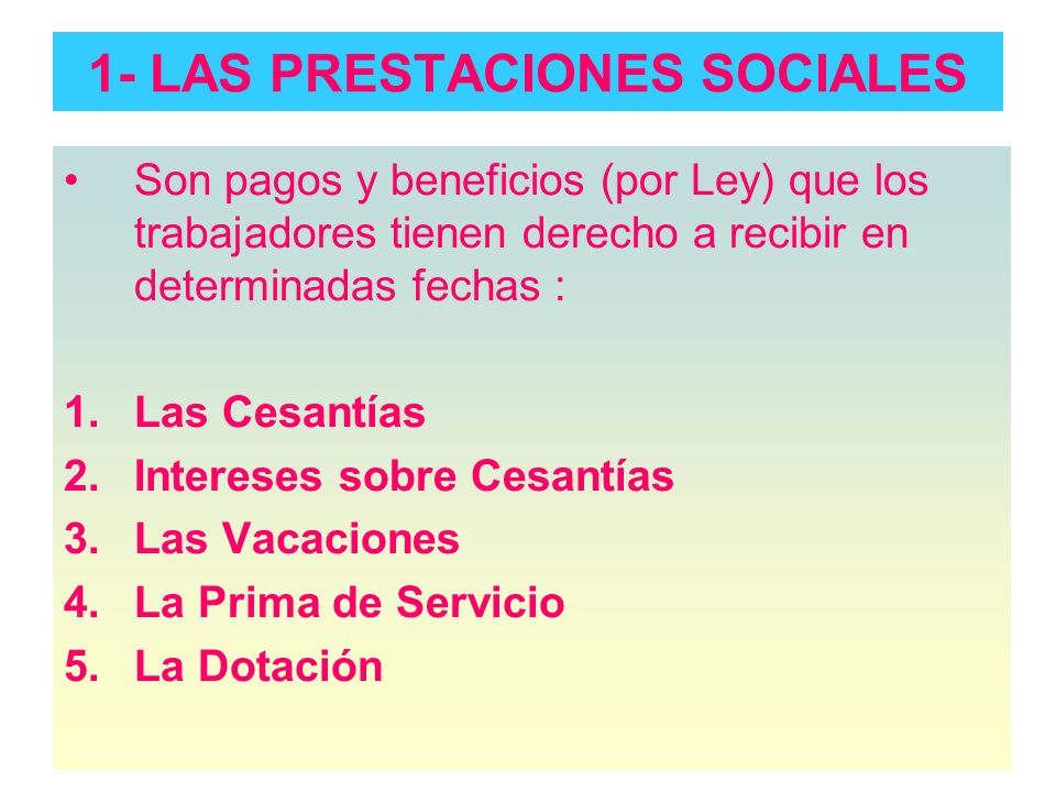 1- LAS PRESTACIONES SOCIALES