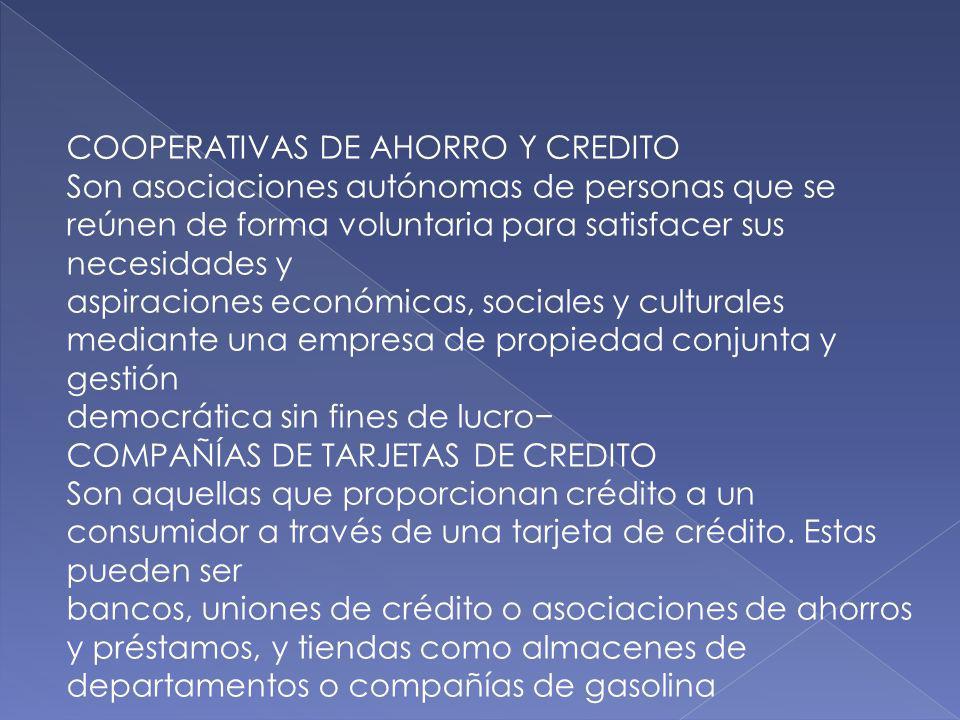 COOPERATIVAS DE AHORRO Y CREDITO