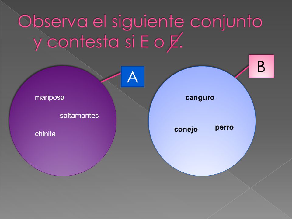 Observa el siguiente conjunto y contesta si E o E.