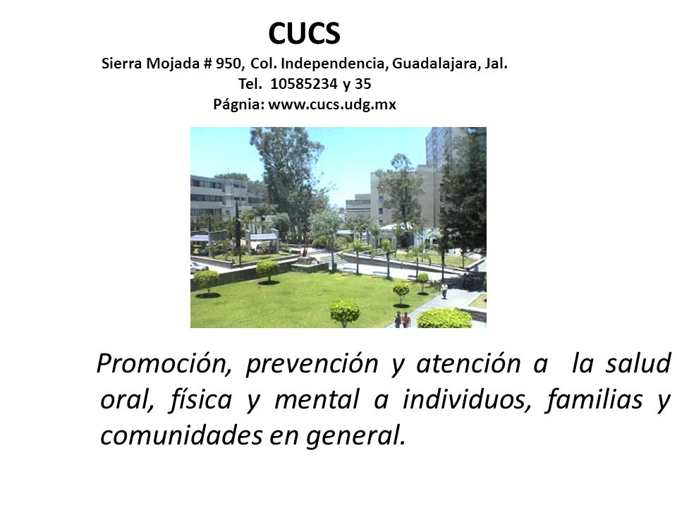 CUCS Sierra Mojada # 950, Col. Independencia, Guadalajara, Jal. Tel