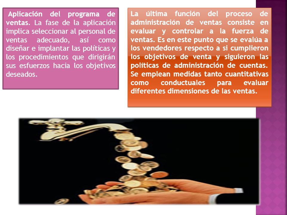Aplicación del programa de ventas