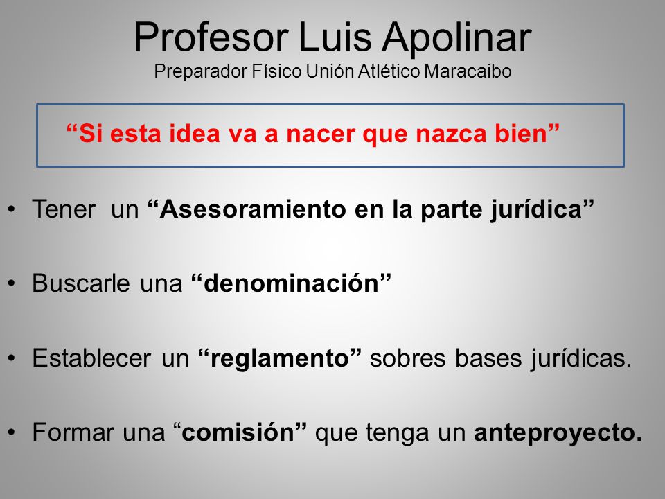 Profesor Luis Apolinar Preparador Físico Unión Atlético Maracaibo